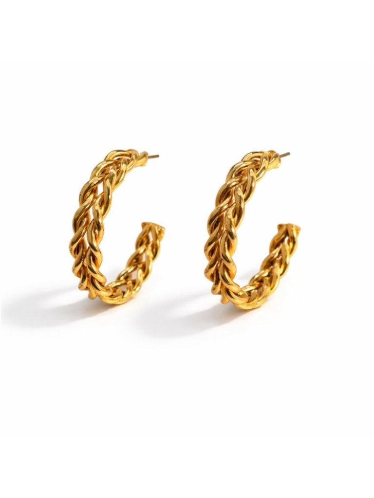 New! Gold Braided Hoop Earrings (1056) Nwot